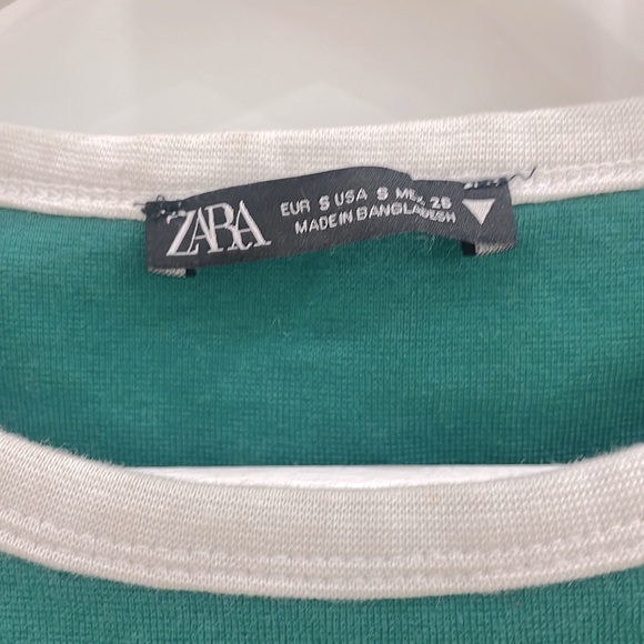 ZARA green crop top with white details 💚🤍💚🤍 - Picture 2 of 3